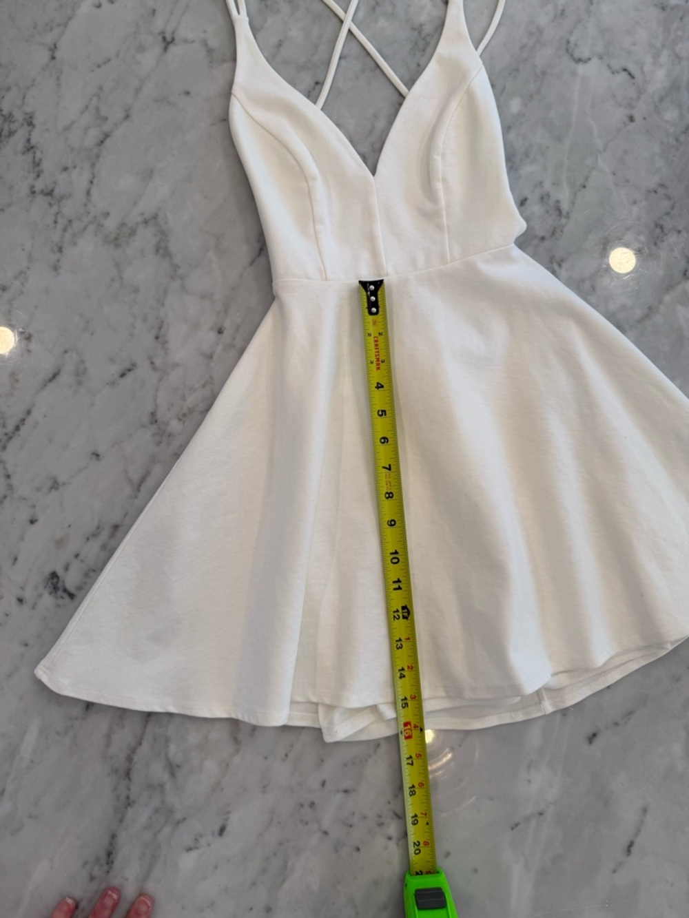 Lulu's White V-Neck Double Spaghetti Strap Mini Dress - Picture 4 of 8